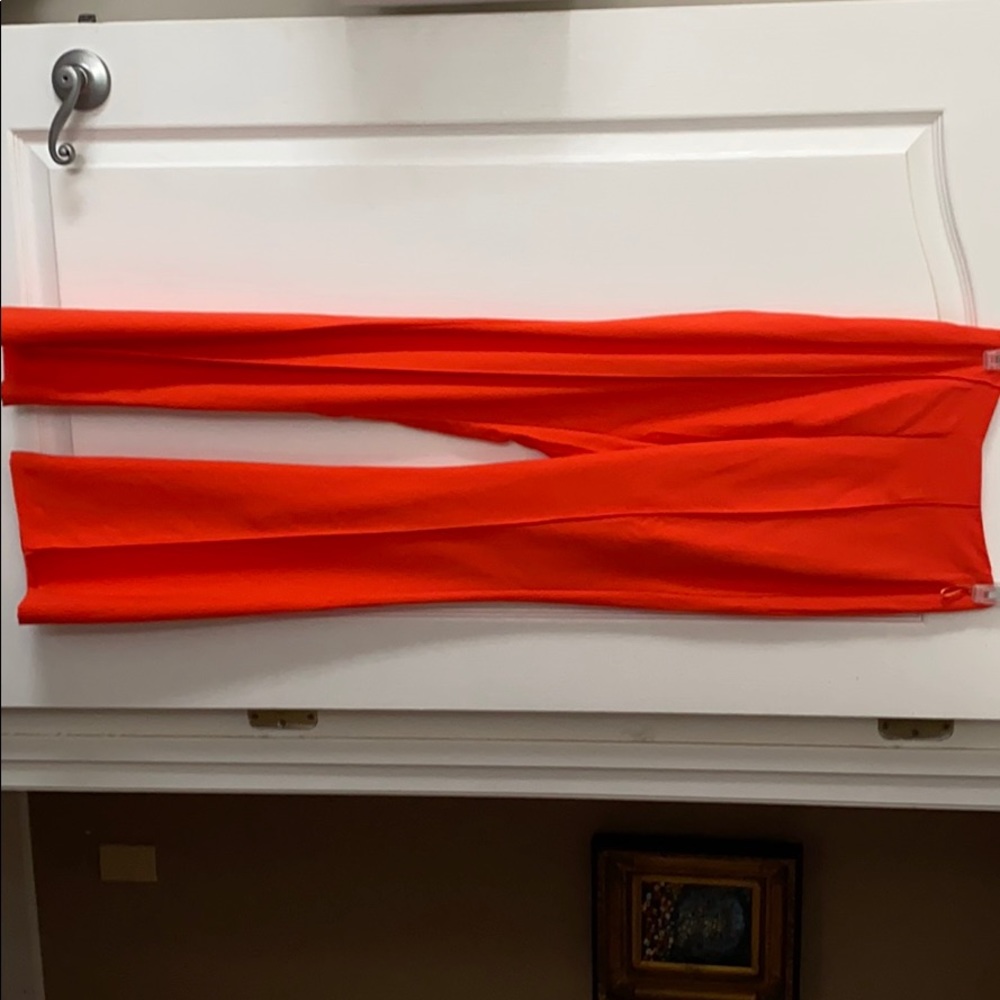 Orange Pleated High Waist Trousers